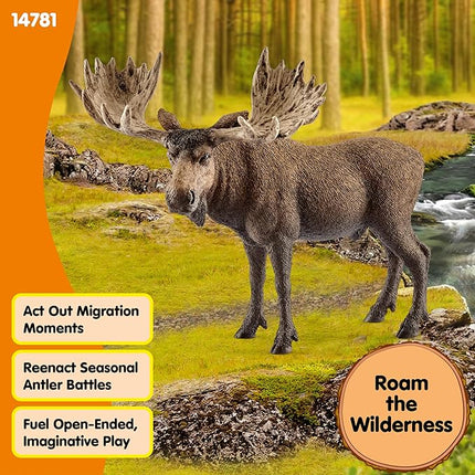 Schleich Wild Life Moose Bull Figurine - Wild Animal Toy Figurine, Durable for Education and Imaginative Play for Boys and Girls, Gift for Kids Ages 3+