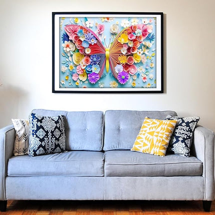 Think2Master Colorful Vibrant Flower Butterfly 500 Pieces Large Format Jigsaw Puzzle: Kids 12+, Teens, Adults & Families. Paper Art High Resolution. Great Gift. Size: 26.8” X 18.9”