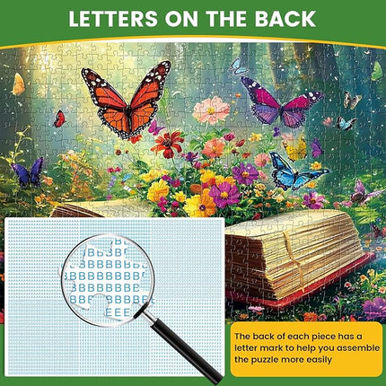 Jigsaw Puzzle 500 Pieces,Flowers Book 500 Piece Puzzles for Adults Kids Seniors Recycled Cardboard Adult Jigsaw Puzzle 500 Piece Family Activities Great Gift for Family and Friends 20.5 * 15 Inch