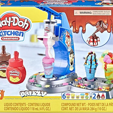 Play-Doh Kitchen Creations Drizzy Ice Cream Playset Featuring Drizzle Compound & 6 Non-Toxic Colors