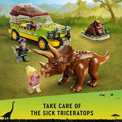 LEGO Jurassic Park Triceratops Research, Jurassic World Toy, Fun Birthday Gift Idea for Kids Ages 8 and Up, Featuring a Buildable Ford Explorer Car Toy and Dinosaur Figure, 76959