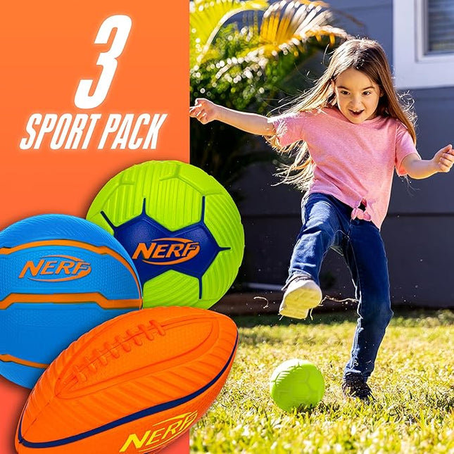 Nerf Mini Foam Sports Ball Set - Foam Football, Soccer Ball + Basketball Soft Sports Toy for Kids