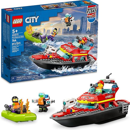 LEGO City Fire Rescue Boat Building Set - Floatable Boat Toy for Boys & Girls, Ages 5+ - Kids Pretend Play Toy for Preschool - Gift for Birthdays - 60373
