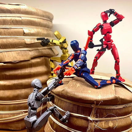 (Assembly Completed) 4 Packs T13 Action Figure, Dummy 13 3D Printed ActionFigure Toy Gifts for Kids, Robot 13 Action Figure Full Body Mechanical Doll Christmas Birthday Gift for Boys Girls