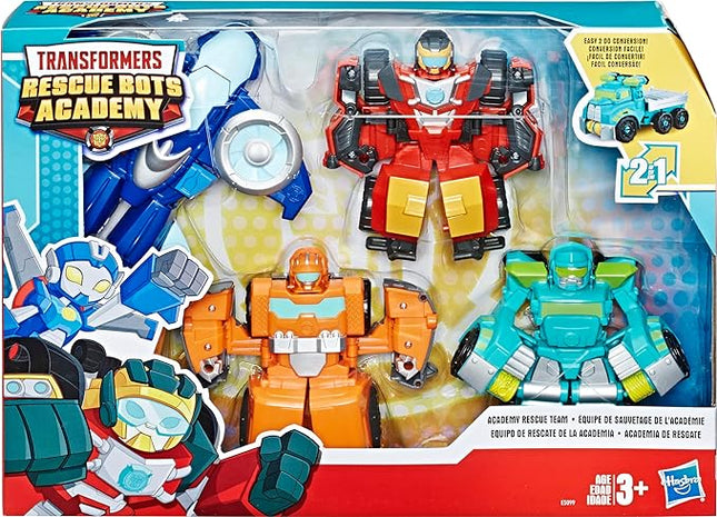 Playskool Heroes Transformers Rescue Bots Academy Rescue Team Pack, 4 Collectible 4.5" Converting Action Figures, Toys for Kids Ages 3 & Up (Amazon Exclusive)