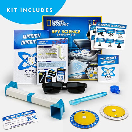 Blue Marble National Geographic Spy Science Kit - Kids Spy Activity Set, Complete 10 Secret Missions with Gadgets for Kids and Gear, Detective Kit, Science Kits, Pretend Play, Spy Halloween Costume