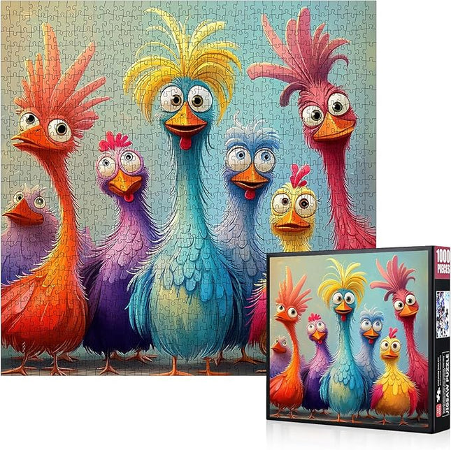 1000pcs Large Adorable Turkey Jigsaw Puzzle - Challenging Jigsaw Puzzle for Relaxation, DIY Brain Teaser for Adults, Family Interactive Game, Bright Colors Turkey Puzzles