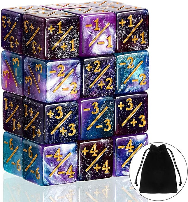 Sumind 24 Pcs Counter Dice -1/+1 Counters Buff Tokens 6 Sided Dice Gifts Compatible with MTG CCG TCG Cards Gaming Accessory (Fresh Style)