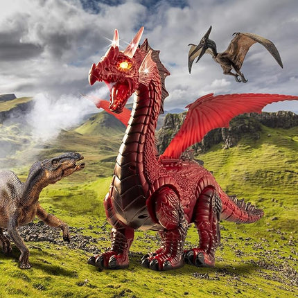 Discovery Fire-Breathing RC Dragon with Smoke Breath, Walking, Wing Flapping, Realistic Roaring Sounds| Light-Up Large Dinosaur Toy| Remote Control Robot Dino Mythical Creature| Kids Boys Gift| Age 6+