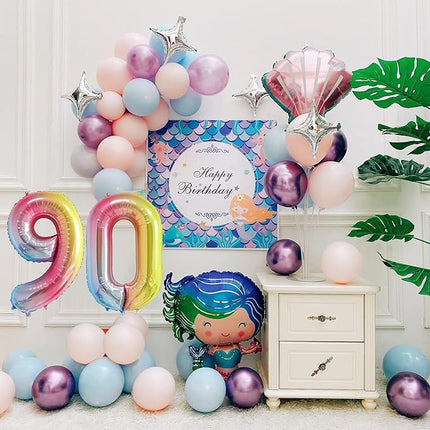 Smlpuame 40 Inch Number Balloons 0-9 Rainbow Gradient Large Number 90 Balloons, Digital Balloons for Birthday Party Celebration Decorations, Helium Foil Number Balloons for Wedding Anniversary
