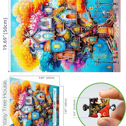 Blueforest 1000 Piece Jigsaw Puzzle for Adults - Magical Treehouse Fantasy Art with Autumn Forest, Vibrant Colors & Puzzle Design, Challenging Adult Puzzle for Display (27.5x19.7 Inches)