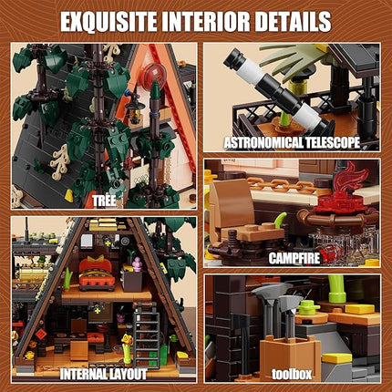 TGL TYCOLE Wood Cabin Building Blocks Set with LED Lights,1800 PCS Wooden Forest House Building Toys,STEM Treehouse Construction Model,Birthday Gift for Adults Teens Boys Girls Age 8-12