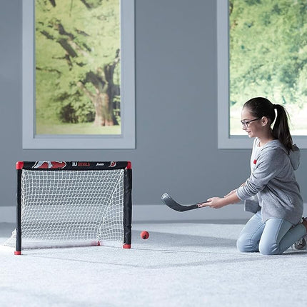 Franklin Sports NHL Mini Hockey Set - Kids Indoor Knee Hockey Goal, Ball, + 2 Stick Combo - Youth Team Indoor Toy Set - Official - Ages 3+