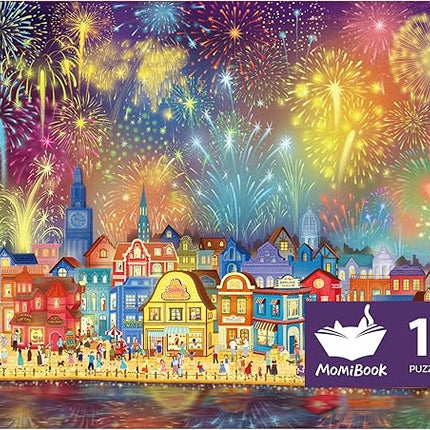 MOMIBOOK Puzzles for Adults 1000 Pieces Jigsaw Puzzles of Fireworks are Gorgeous, Luminous Painting Image Difficult Challenging Hard Impossible Puzzle Unique Funny Party Christmas Birthday Gifts