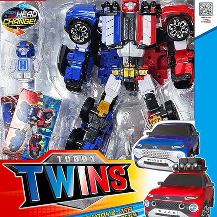 New TOBOT, TOBOT Twins, Youngtoys Transforming Collectible Vehicle to Robot, Heroes Animation Character Toys for Kids 4 and up Transform Toys Cars, Large Size Integration 10-inch
