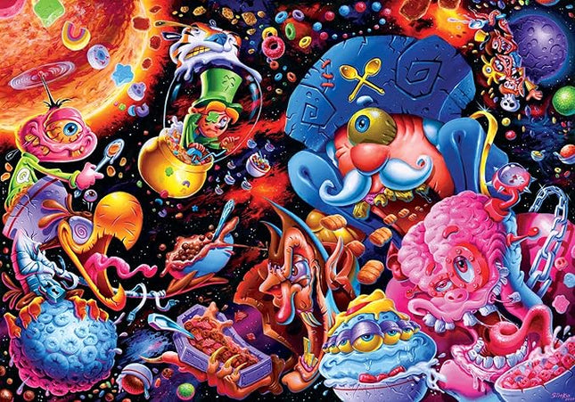 Cosmic Crunch Breakfast Cereal Monster Puzzle by Joe Simko | 1000 Piece Jigsaw Puzzle Toy | Interactive Brain Teaser for Family Game Night | 29 x 20 Inches