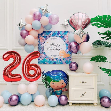 Smlpuame 40 inch Number Balloon 0-9 Red Large Number 26 Balloons,Digital Balloons for Birthday Party Celebration Decorations Supplies, Helium Foil Number Balloons for Wedding Anniversary