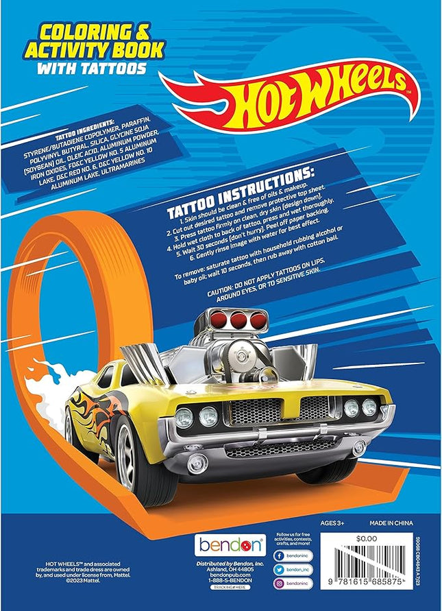 Hot Wheels 48 Page Coloring and Activity Book with Temporary Tattoos, 59068 Bendon