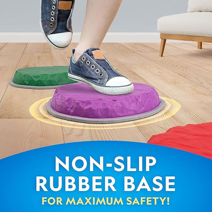 NATIONAL GEOGRAPHIC Stepping Stones for Kids – Durable Non-Slip Stones Encourage Toddler Balance & Gross Motor Skills, Indoor & Outdoor Toys, Obstacle Course, Gifts for Toddlers (Amazon Exclusive)