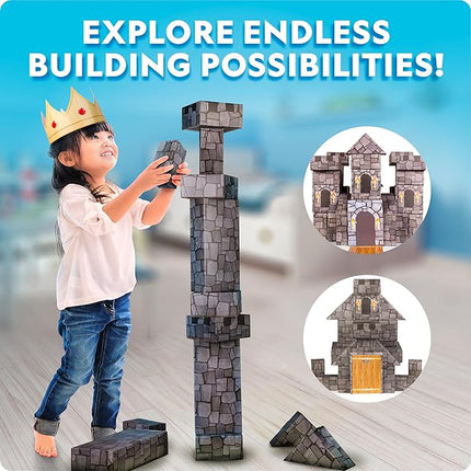 National Geographic Jumbo Cardboard Building Blocks – 45-Pc. Extra-Thick Cardboard Bricks for Kids, Build a Castle Play House, Indoor Playhouse, Large Building Blocks, Kids Giant Blocks