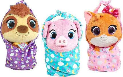 Disney Jr T.O.T.S. Cuddle & Wrap Plush, Pearl the Piglet, Officially Licensed Kids Toys for Ages 3 Up by Just Play