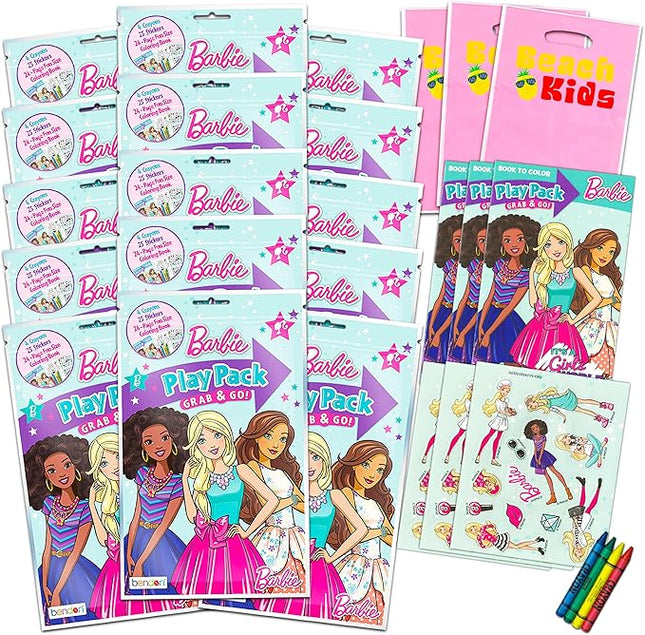 Bendon Publishing Set of 15 Kids Play Packs Bundle ~ Fun Party Favors Coloring Book Crayons Stickers (Barbie)