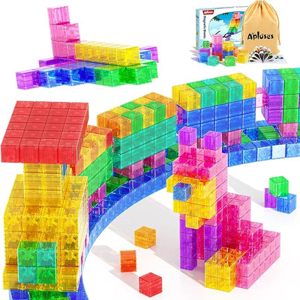 45PCS Magnetic Blocks - Transparent Magnet Cubes, Toddler Building Blocks, Sensory Autism Gifts for Kids Ages 3+, Preschool Travel Toys for 3-5 Year Old Boys and Girls