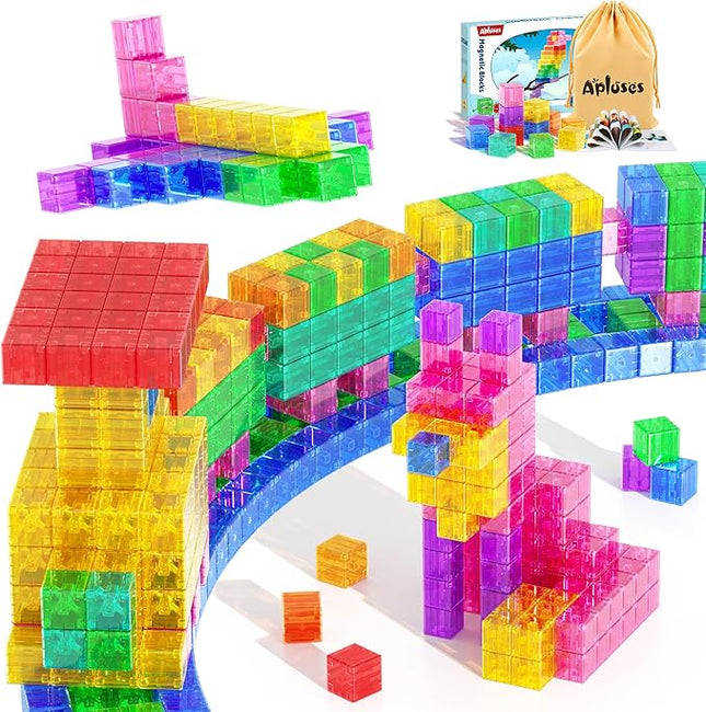45PCS Magnetic Blocks - Transparent Magnet Cubes, Toddler Building Blocks, Sensory Autism Gifts for Kids Ages 3+, Preschool Travel Toys for 3-5 Year Old Boys and Girls