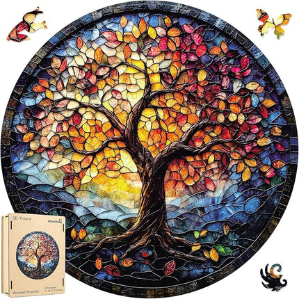 Puzzles for Adults, Life Tree Round Jigsaw Puzzles 200pcs,11.2x112in, Medium, Unique Shape Adult Puzzles, Irregular Wood Creative for Adults and Kids Family Game