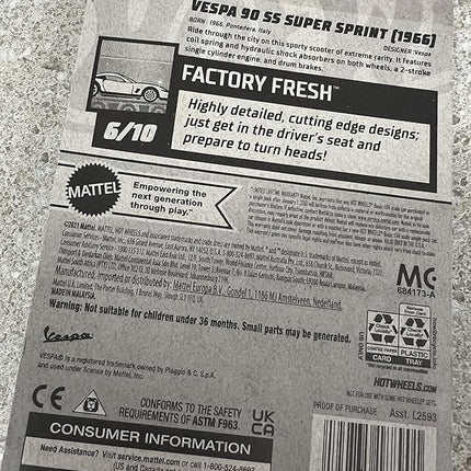 Hot Wheels Red Vespa 90 SS Super Sprint (1966) 71/250 HW Factory Fresh 6/10 New for 2024