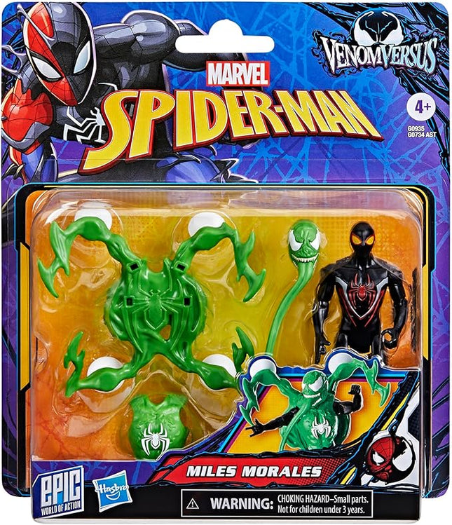 Spider-Man Marvel VenomVersus Epic World of Action Miles Morales Deluxe Figure with Accessories, 4-Inch Super Hero Toys for Kids Ages 4+