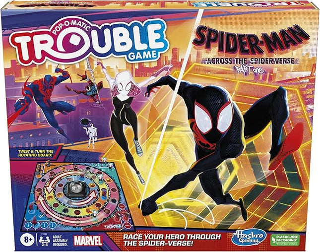 Hasbro Gaming Trouble: The Spider-Verse Edition for Marvel Fans, Ages 8+, Game for 2-4 Players, with Rotating Board