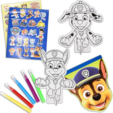 Lollipop Travel Toys Paw Patrol Activity Tin Set with Sketch Pad, 5 Markers and 2 Sticker Sheets, Paw Patrol Toys for Boys Age 3-5, Toddler Activities, Busy Book Style Play, Car Game