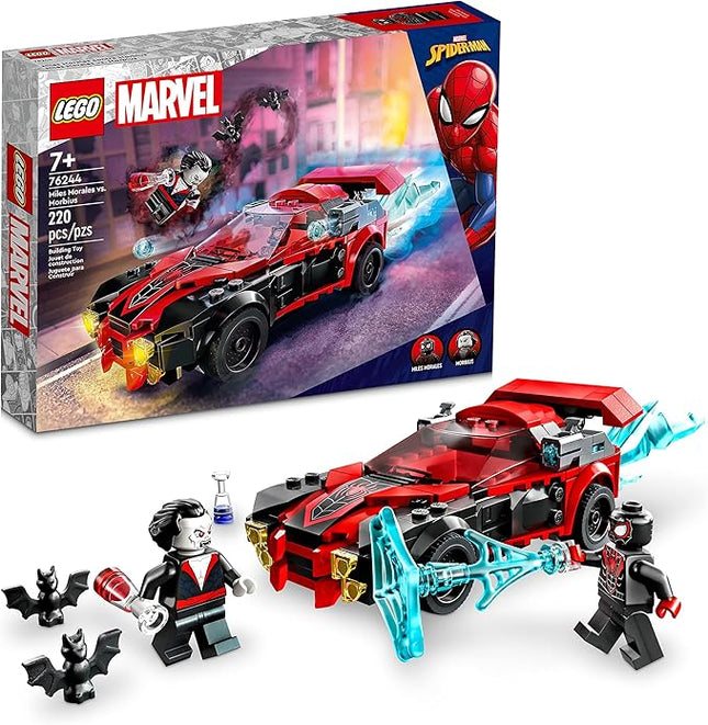 LEGO Marvel Spider-Man Miles Morales vs. Morbius 76244 Building Toy - Featuring Race Car and Action Minifigures, Adventures in The Spiderverse, Movie Inspired Set, Fun for Boys, Girls, and Kids