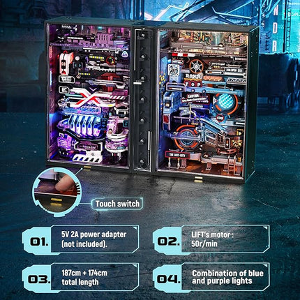 ROKR 2 in 1 Marble Run kit, 3D Plastic Puzzles for Adults, The Last City and The Future City Two Metal Models DIY Miniature Building Toy Kits, Gift for Women Men (Parallel World MRX01)