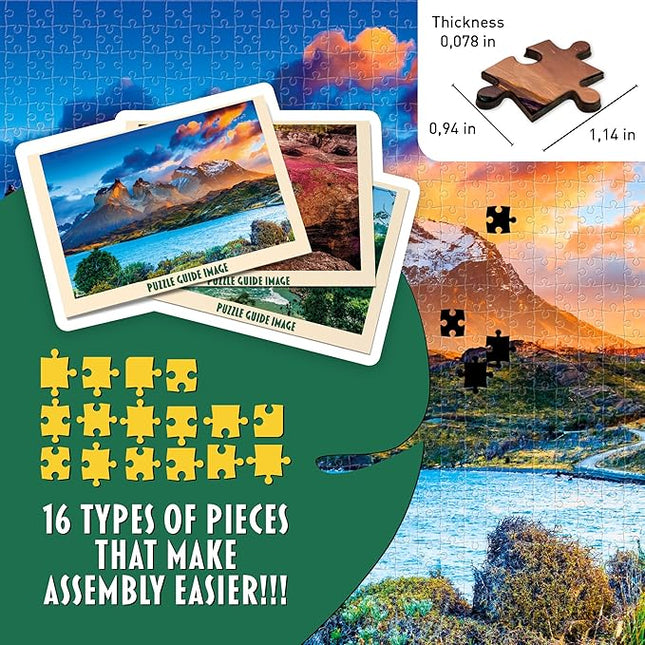 RONDA 1000 Piece Natural Wonders Puzzle Set - World Jigsaw Collection, Family Challenge 3-Pack, Adult and Kids Brain Teaser