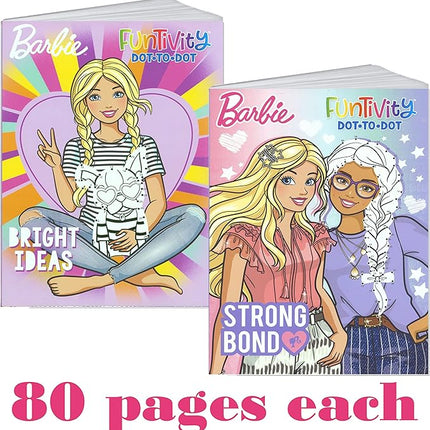 Activity Book Barbie Funtivity Dot-to-Dot Activity & Coloring Book Set for Kids Toddlers - Set of 2 Books 'Bright Ideas' & 'Strong Bond'