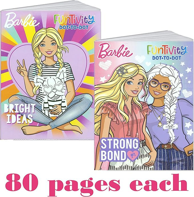 Activity Book Barbie Funtivity Dot-to-Dot Activity & Coloring Book Set for Kids Toddlers - Set of 2 Books 'Bright Ideas' & 'Strong Bond'
