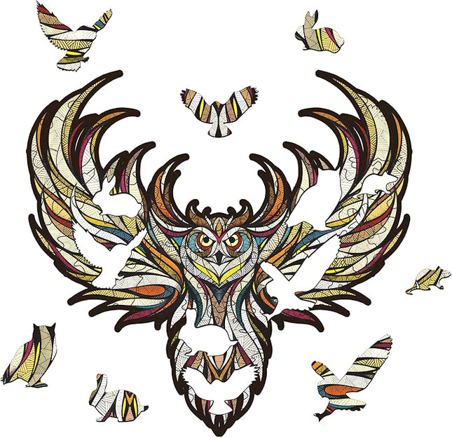 EWA Home Décor – Owl Small 70 Pieces – Wooden Jigsaw Puzzle for Adults – Perfect for Artistic Home Decoration and Mindful Relaxation