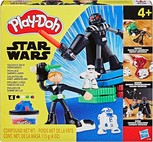 Play-Doh Star Wars Squish & Slice Lightsabers Playset, Bendy 4 Inch Luke Skywalker & Darth Vader Action Figures, Imagination Toys for 4 Year Old Boys & Girls & Up
