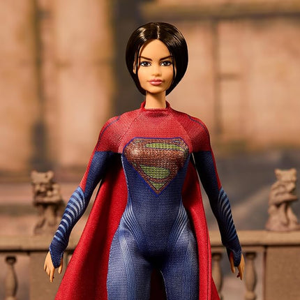 Barbie Supergirl Collectible Fashion Doll from The Flash Movie Wearing Red & Blue Suit with Cape, Display Stand Included