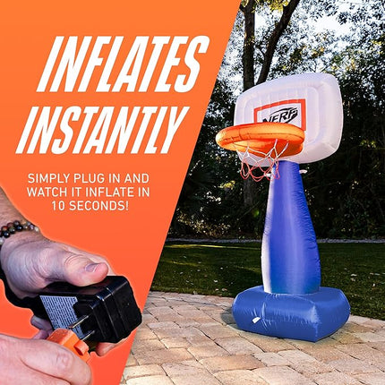 NERF AirHoop Kids Inflatable Basketball Hoop Set - Instant Blow Up Youth Mini Hoop + Foam Basketball - Plug in Inflation in 10 Seconds - 4.5' Feet Kids Toy Basket + 5" Inch Mini Ball