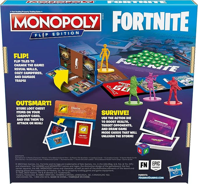 Hasbro Gaming Monopoly Flip Edition: Fortnite Board Game for Ages 13 Game Inspired by Fortnite Video Game, Board Games for Teens and Adults, 2-4 Players