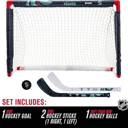 Franklin Sports NHL Mini Hockey Set - Kids Indoor Knee Hockey Goal, Ball, + 2 Stick Combo - Youth Team Indoor Toy Set - Official - Ages 3+