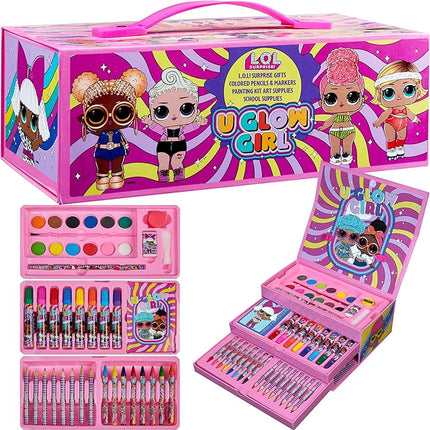 L.O.L. Surprise! Colored Pencils Art Supplies Kids Drawing Kit School Supplies Painting Kit Girls Drawing Pencils Art Kit Travel Case with Crayons Arts and Crafts for Kids 4-12 (Multicolor)