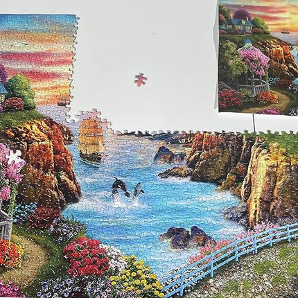 Jigsaw Puzzles 1000 Pieces Puzzles for Adults, Sea Lighthouse Toys, 27x20 Unique Difficult and Challenge Large Puzzle Game Toys Gift…