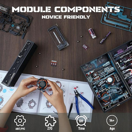 ROKR 2 in 1 Marble Run kit, 3D Plastic Puzzles for Adults, The Last City and The Future City Two Metal Models DIY Miniature Building Toy Kits, Gift for Women Men (Parallel World MRX01)