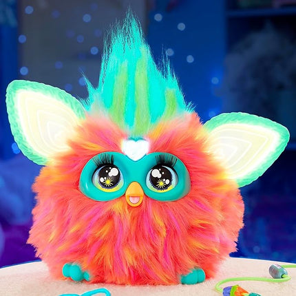 Furby Coral, 15 Fashion Accessories, Interactive Plush Toys for 6 Year Old Girls & Boys & Up, Voice Activated Animatronic