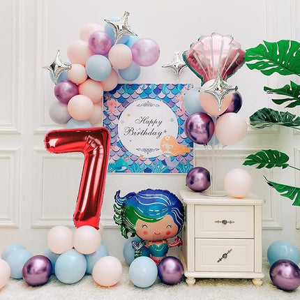 Smlpuame 40 inch Number Balloon 0-9 Red Large Number 7 Balloons,Digital Balloons for Birthday Party Celebration Decorations Supplies, Helium Foil Number Balloons for Wedding Anniversary