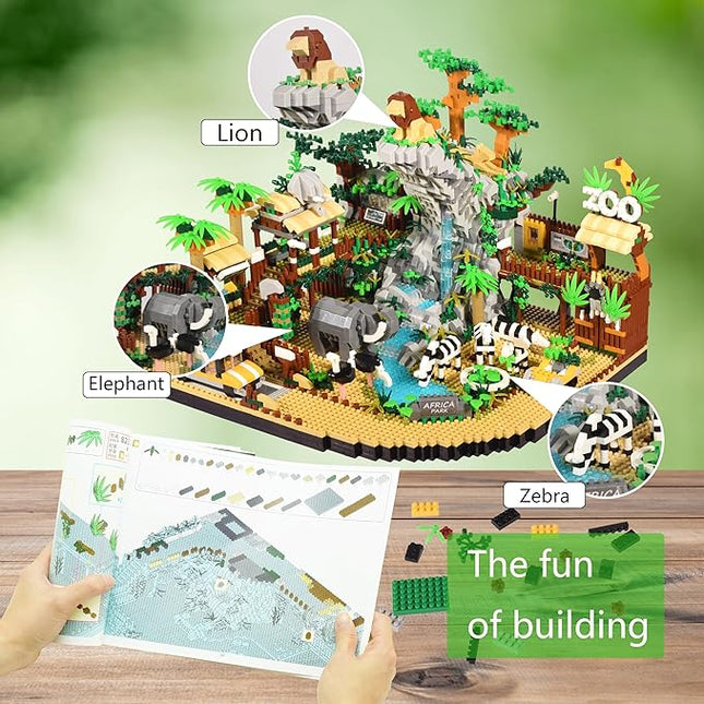 Zoo Architecture Micro Building Blocks Sets - 4800PCS, Animals Park Micro Bricks Modle Kit Present for Adults Ages of 14+
